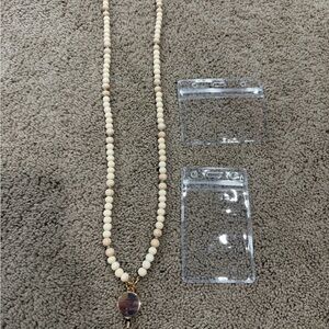 Elegant Cream Beaded Necklace with Gold Accents